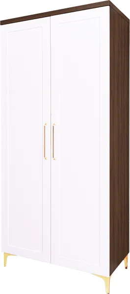 Szafa z półkami i drążkiem Hawana (biały lakier mat/orzech Foresta) 