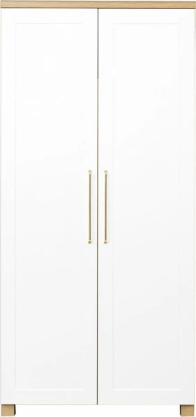 Szafa z półkami i drążkiem Hawana (biały lakier mat/dąb soma ciemny)