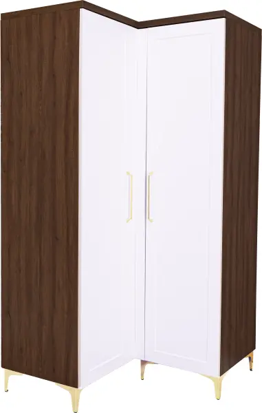 Szafa narożna Hawana (biały lakier mat/orzech Foresta)