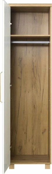 Półszafa uniwersalna z drążkiem i półkami Hawana (biały lakier mat/dąb soma ciemny)