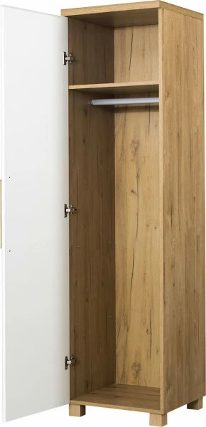 Półszafa uniwersalna z drążkiem i półkami Hawana (biały lakier mat/dąb soma ciemny) 