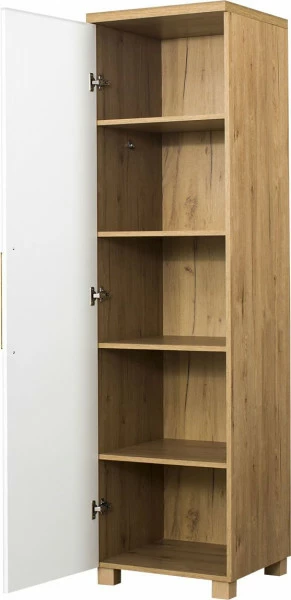 Półszafa uniwersalna z drążkiem i półkami Hawana (biały lakier mat/dąb soma ciemny)