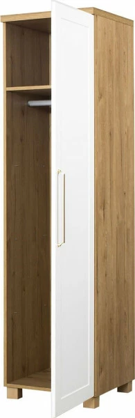 Półszafa uniwersalna z drążkiem i półkami Hawana (biały lakier mat/dąb soma ciemny)