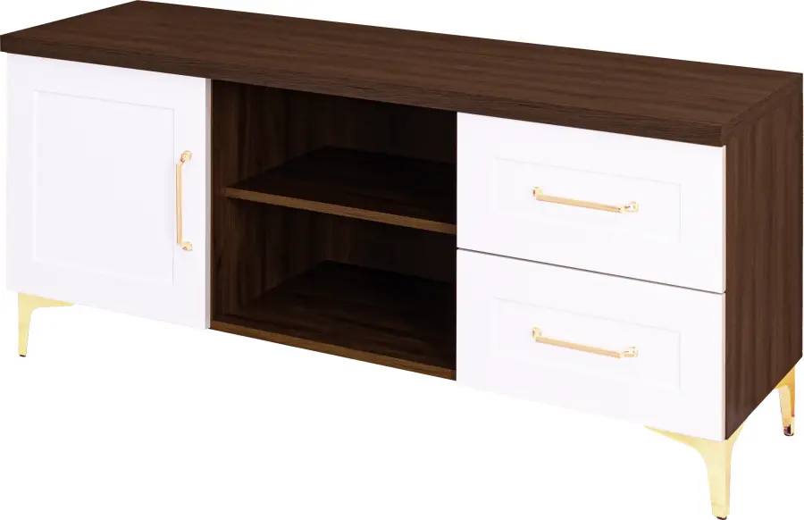 Stolik RTV Hawana (biały lakier mat/orzech Foresta)