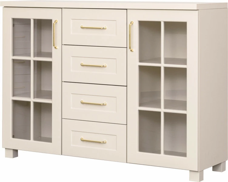 Komoda z witryną i szufladami Hawana (kaszmir lakier mat/kaszmir)