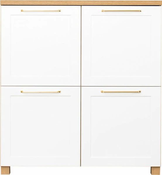 Komoda z 4 drzwiczkami Hawana (biały lakier mat/dąb soma ciemny)