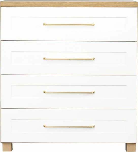 Komoda z 4 szufladami Hawana (biały lakier mat/dąb soma ciemny)