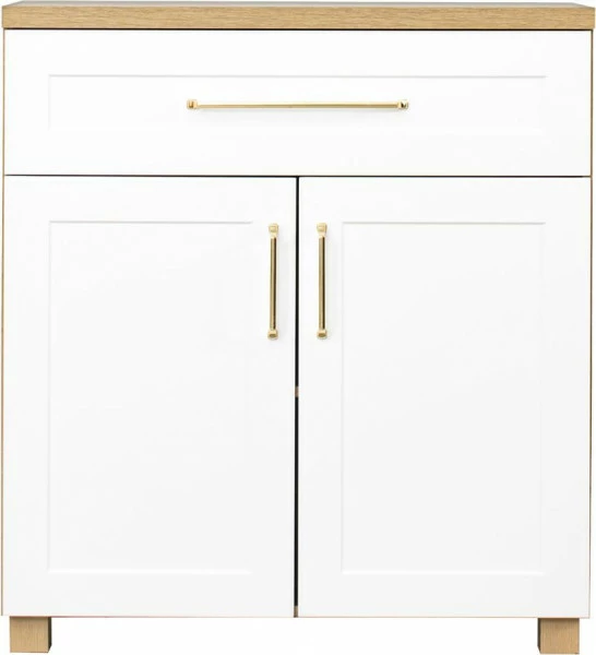 Komoda z drzwiczkami i szufladą Hawana (biały lakier mat/dąb soma ciemny) 