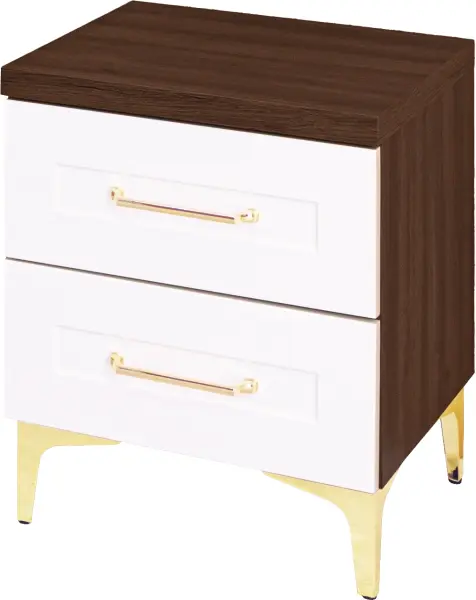 Stolik nocny Hawana (biały lakier mat/orzech Foresta)