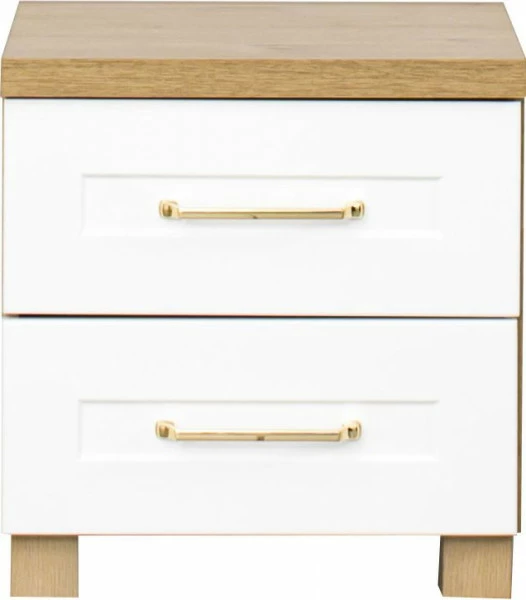 Stolik nocny Hawana (biały lakier mat/dąb Soma ciemny)