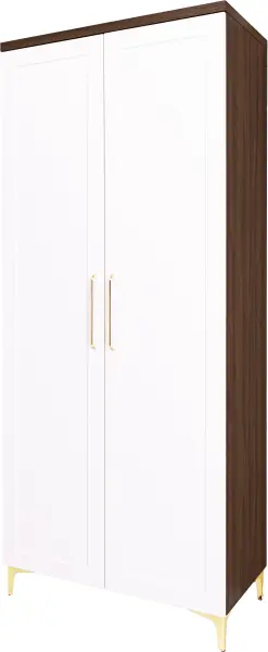 Szafa wysoka z półkami i drążkiem Hawana (biały lakier mat/orzech Foresta)