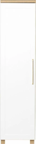 Półszafa uniwersalna wysoka z drążkiem i półkami Hawana (biały lakier mat/dąb Soma ciemny) 