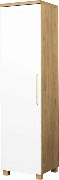 Półszafa uniwersalna wysoka z drążkiem i półkami Hawana (biały lakier mat/dąb Soma ciemny) 