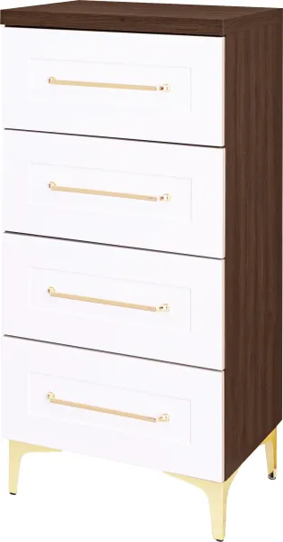 Komoda 50 z 4 szufladami Hawana (biały lakier mat/orzech Foresta) 
