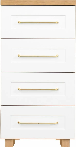 Komoda 50 z 4 szufladami Hawana (biały lakier mat/dąb soma ciemny)
