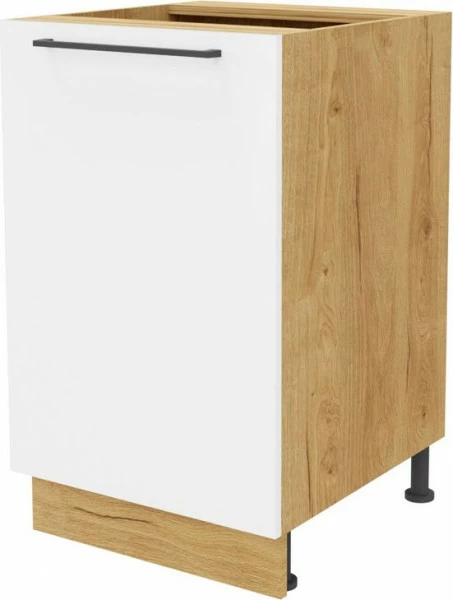Szafka 50 dolna prawa Bellona (biały połysk/dąb Soma ciemny) 