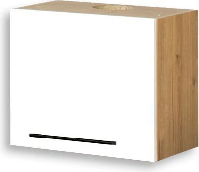 Szafka 50x43 nad okap teleskopowy Bellona (biały połysk/dąb Soma ciemny)