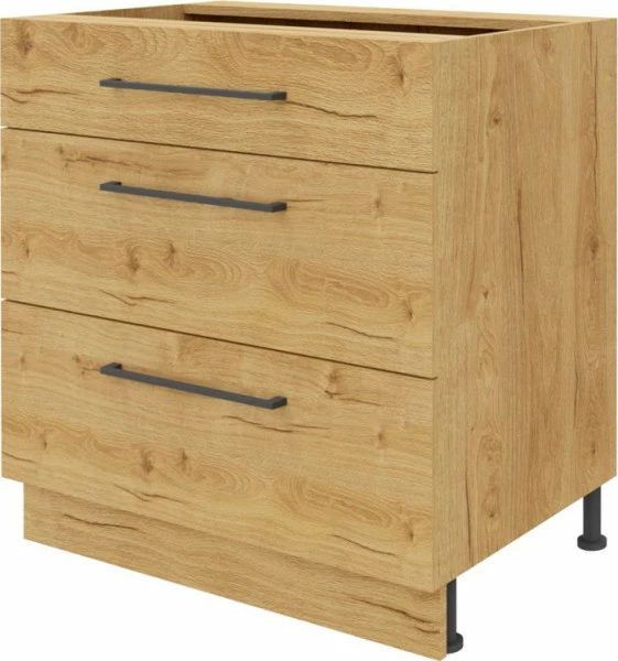 Szafka 80 dolna z drzwiami i szufladą Bellona z Easy Box (biały połysk/dąb Soma ciemny)