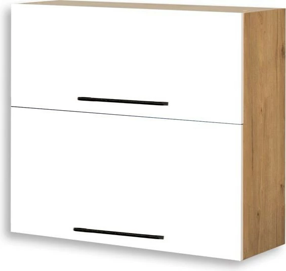 Szafka 80 górna dzielona Bellona (biały połysk/dąb Soma ciemny) 