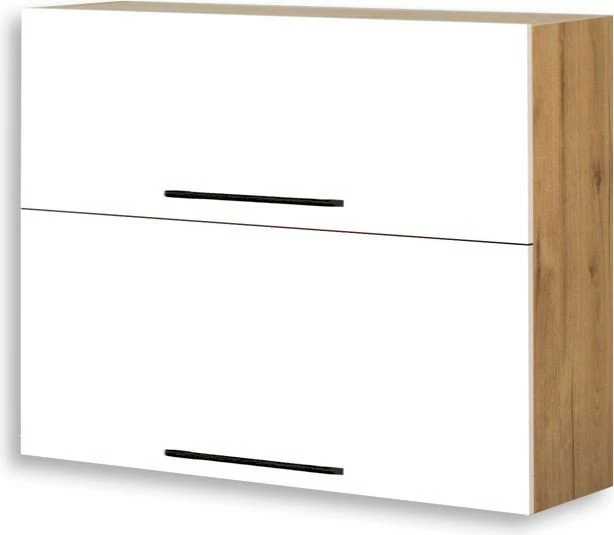 Szafka 90 górna dzielona Bellona (biały połysk/dąb Soma ciemny)