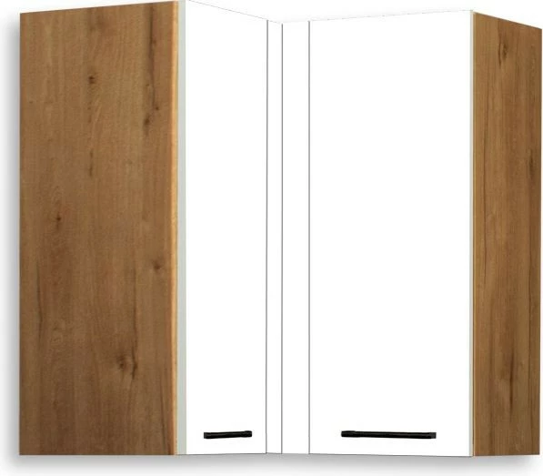 Szafka narożna górna (litera L) Bellona (bialy połysk/dąb Soma ciemny) 