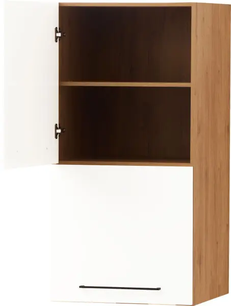 Zabudowa nadblatowa lewa Bellona (biały połysk/dąb Soma ciemny)