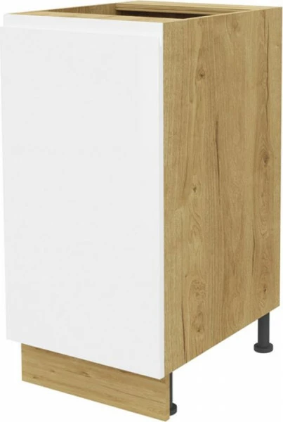 Szafka 40 dolna prawa Kampara (Biały lakier/dąb Soma ciemny) 