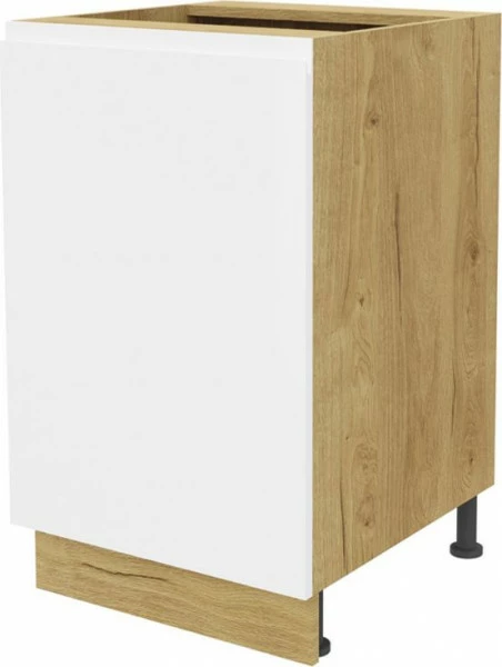 Szafka 50 dolna prawa Kampara (Biały lakier/dąb Soma ciemny)