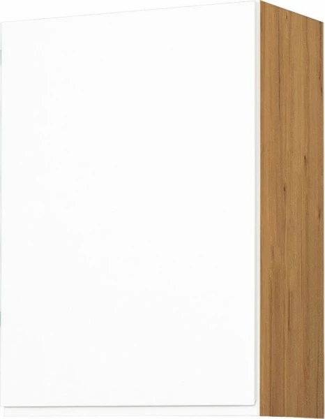Szafka 50 górna lewa Kampara (Biały lakier/dąb Soma ciemny)