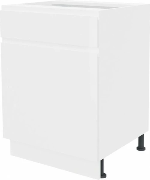 Szafka 60 dolna prawa z drzwiami i szufladą Kampara (Biały lakier/Biały)