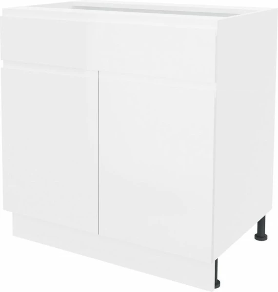 Szafka 80 dolna z drzwiami i szufladą Kampara (Biały lakier/Biały) 