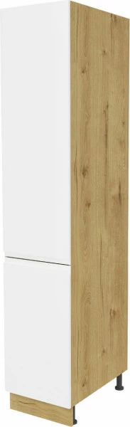 Zabudowa gospodarcza prawa z szufladami wewnątrz Kampara (biały laker polysk/dąb soma ciemny)