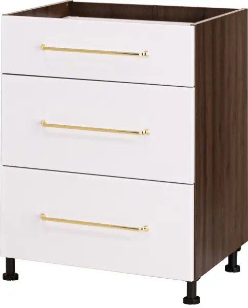 Szafka 60 dolna szufladowa Loara z Easy Box (biały połysk/orzech Foresta)