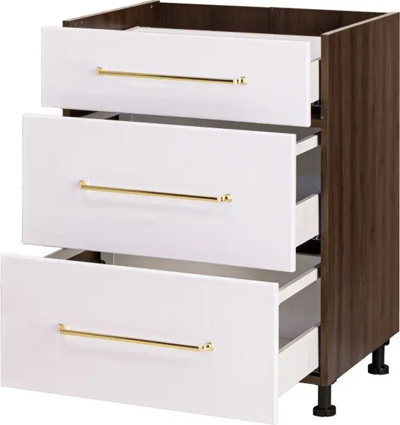 Szafka 60 dolna szufladowa Loara z Easy Box (biały połysk/orzech Foresta)