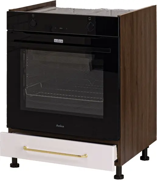 Szafka 60 dolna zabudowa piekarnika Loara (biały połysk/orzech Foresta)