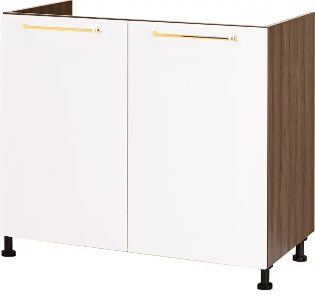 Szafka 80 dolna pod zlew Loara (biały połysk/orzech Foresta)