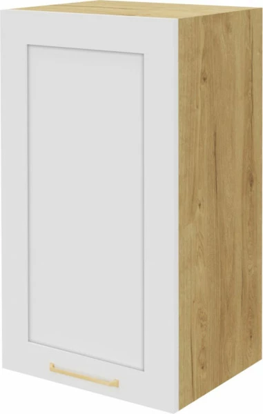 Szafka 40 górna prawa Laurencja (biały lakier mat/dąb Soma ciemny)