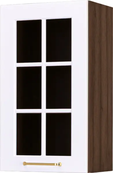 Szafka 40 górna witryna prawa Laurencja (biały lakier mat/orzech Foresta)