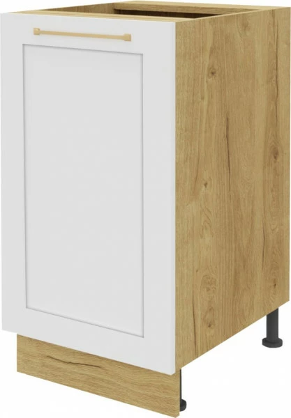 Szafka 45 dolna lewa Laurencja (biały lakier mat/dąb Soma ciemny)