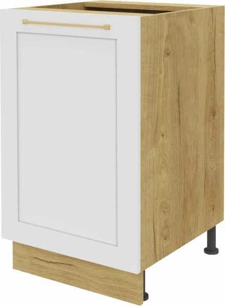 Szafka 50 dolna prawa Laurencja (biały lakier mat/dąb Soma ciemny)