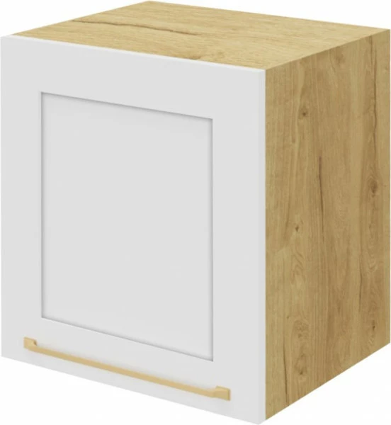 Szafka 50x43 nad okap teleskopowy Laurencja (biały lakier mat/dąb Soma ciemny) 