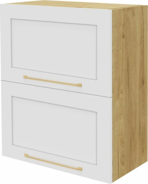 Szafka 60 górna dzielona Laurencja (biały lakier mat/dąb Soma ciemny)