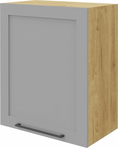 Szafka 60 górna prawa Laurencja na suszarkę (szary połysk mat/dąb Soma ciemny) 