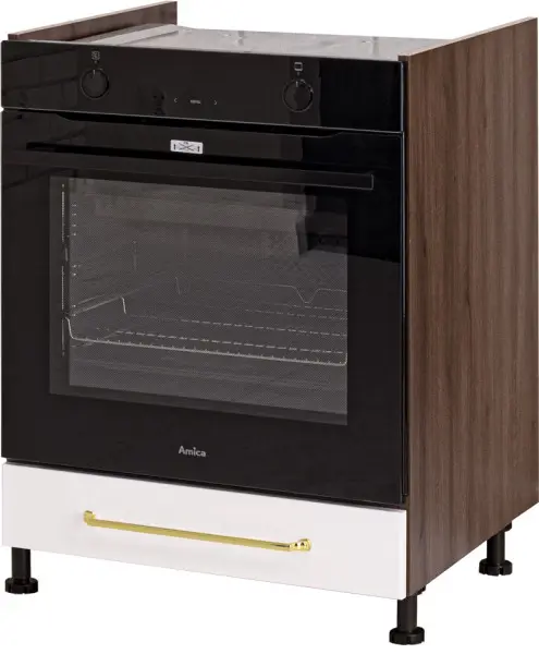 Szafka 60 dolna zabudowa piekarnika z easy boxy Laurencja (biały lakier mat/orzech Foresta)
