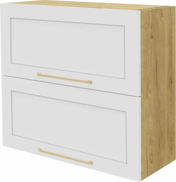 Szafka 80 górna dzielona Laurencja (biały lakier mat/dąb Soma ciemny)