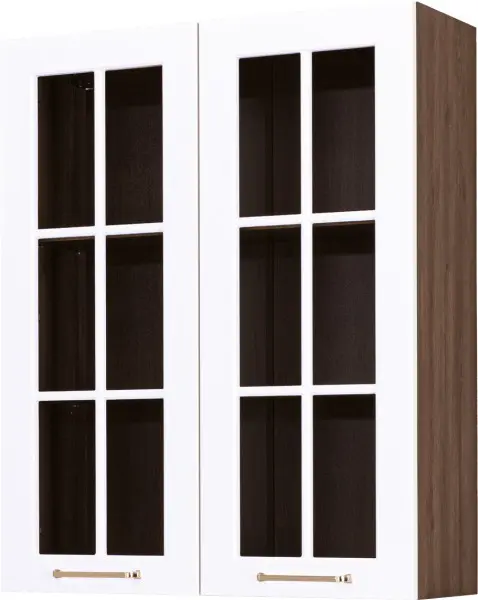 Szafka 80 górna witryna wys.100cm Laurencja (biały lakier mat/orzech Foresta)