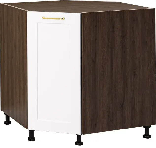 Szafka narożna dolna Laurencja na kosz obrotowy (biały lakier mat/orzech Foresta)