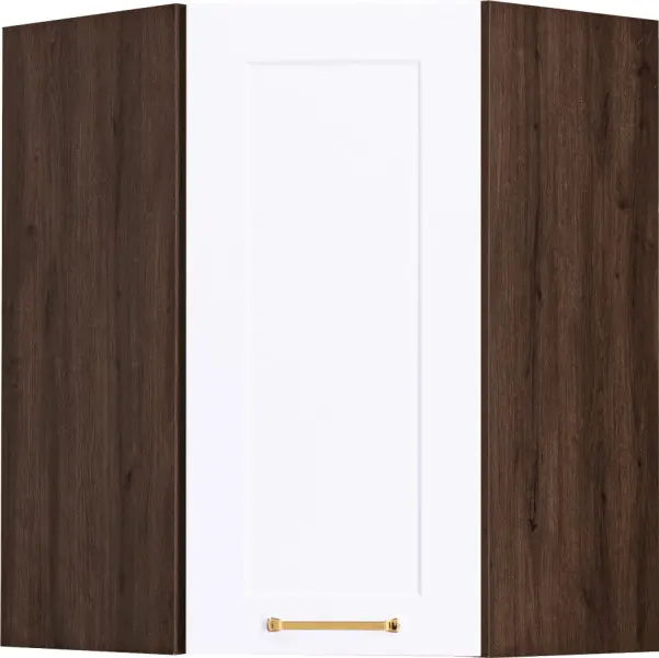 Szafka narożna górna Laurencja (biały lakier mat/orzech Foresta)