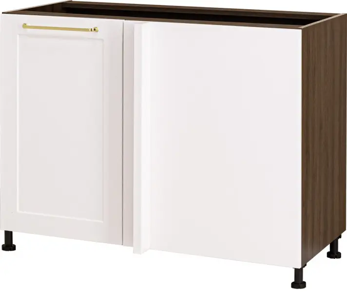 Szafka narożna dolna - prosta prawa Laurencja (biały lakier mat/orzech Foresta)