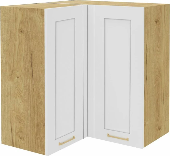 Szafka narożna górna (litera L) laurencja (biały lakier mat/dąb Soma ciemny) 